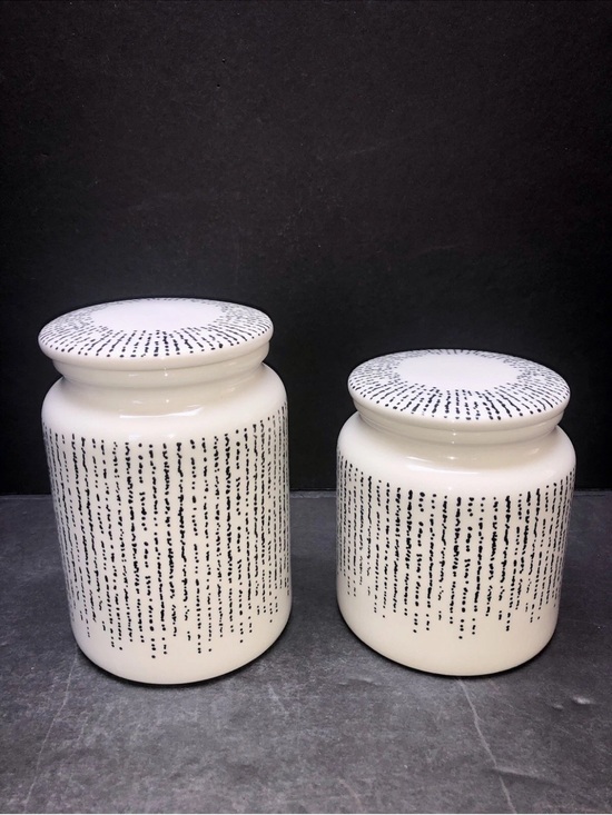 Thyme & Table Other - Ceramic White and Black Riley Pattern Kitchen Canister Set - 2 Pieces